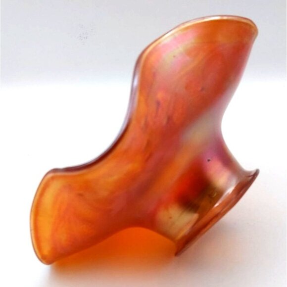 Antique Fenton Blackberry Spray Marigold Carnival Glass Ruffled Footed Bowl 1216 - Picture 4 of 7